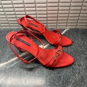 Ralph Lauren Collection Leather Horsebit And Buckle Detail Ankle Strap Sandal